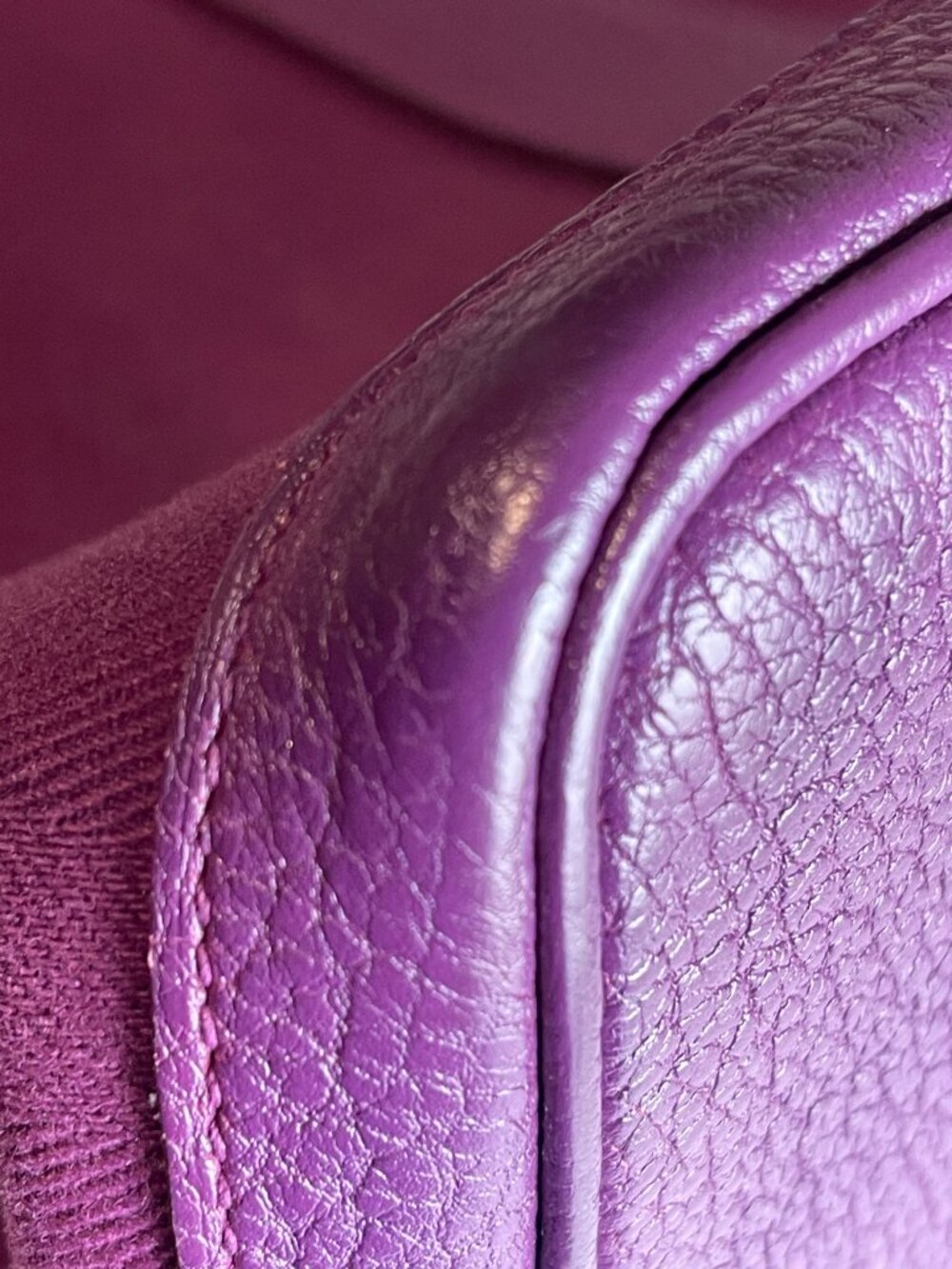 Hermes Garden Party 36 Toile & Leather Tote Palladium Hardware-Purple - Preowned - Picture 12 of 13